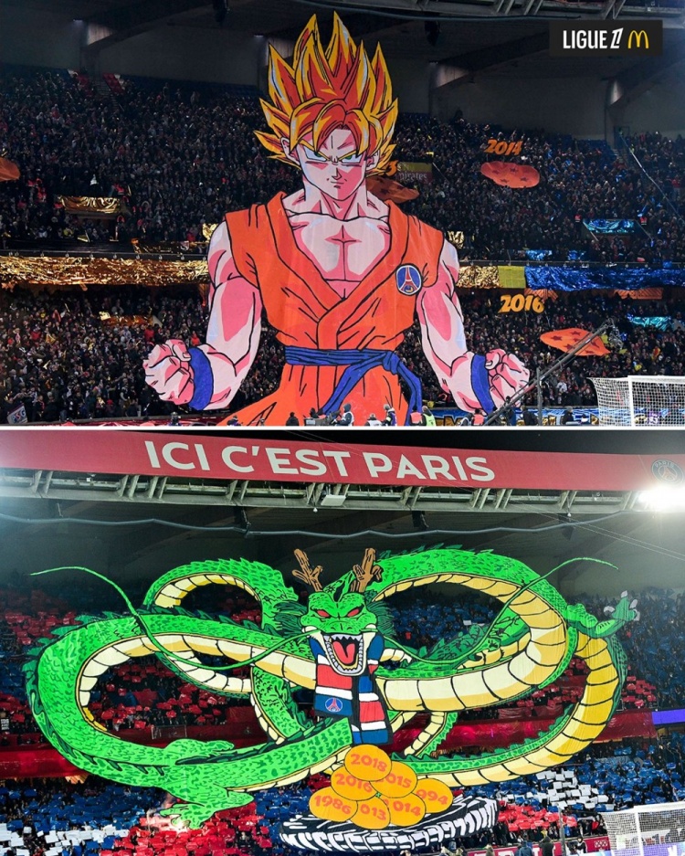  逝世一周年，法甲官推曬昔日巴黎主場(chǎng)龍珠TIFO：鳥山明經(jīng)典永存