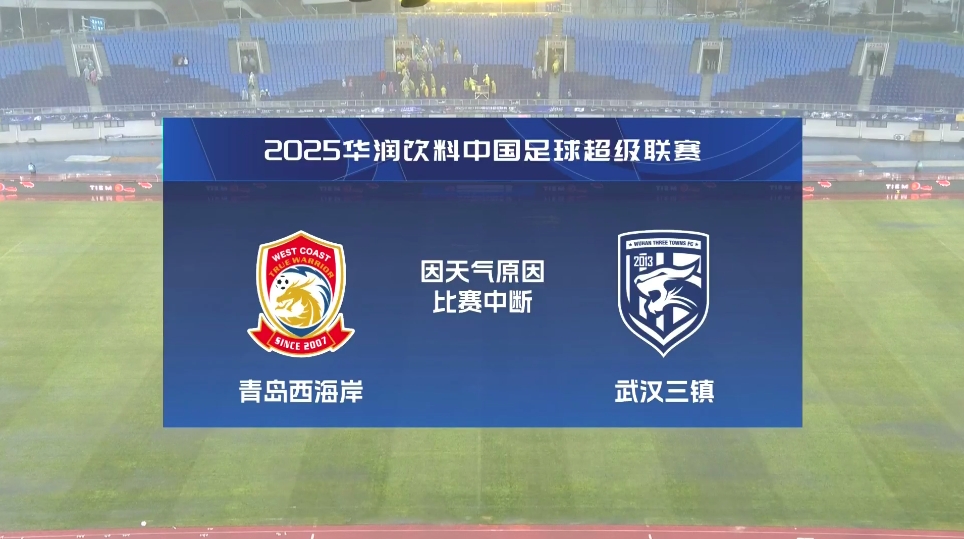  比賽延期！青島西海岸vs武漢三鎮(zhèn)進(jìn)行至18分鐘，因天氣中斷30分鐘